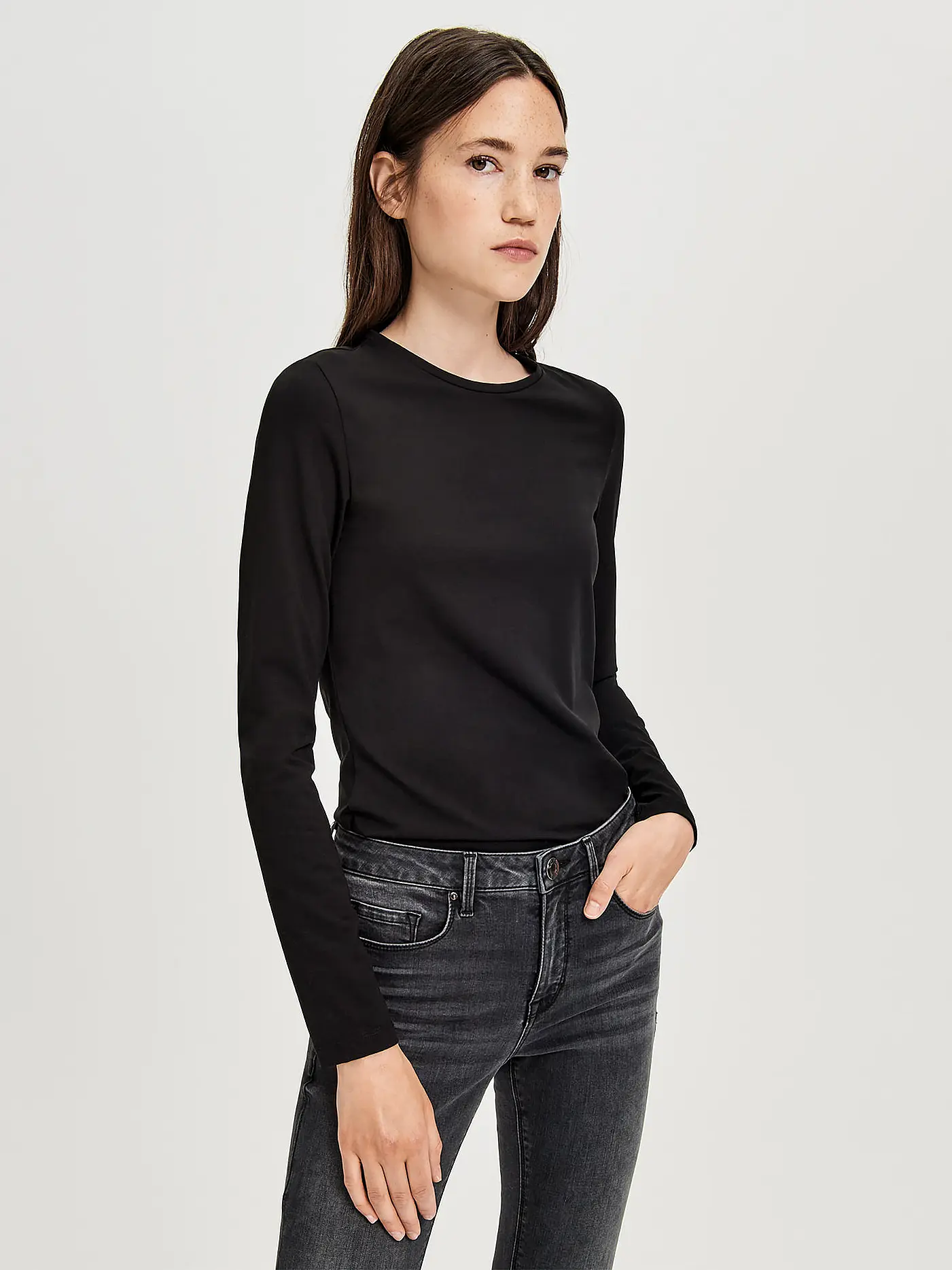 OPUS | Langarmshirt Daily I | schwarz